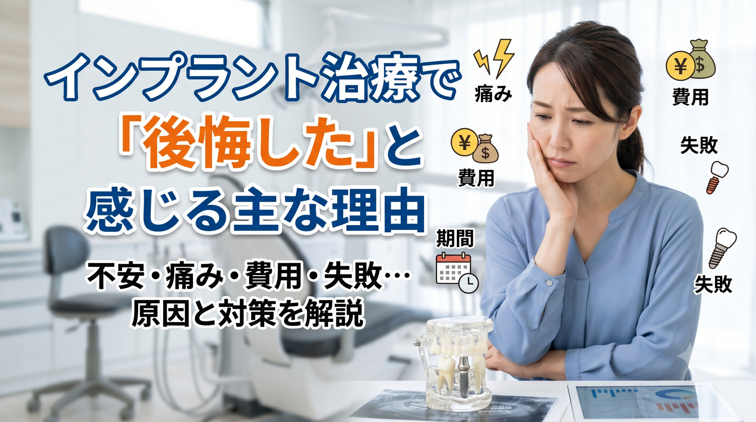 インプラント治療で「後悔した」と感じる主な理由のサムネイル画像